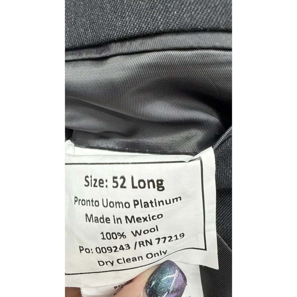 Pronto Uomo Platinum 100% Wool‎ Blazer 52L Charcoal Gray 2 Button